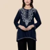 Elegant Navy Blue Embroidered Kurti