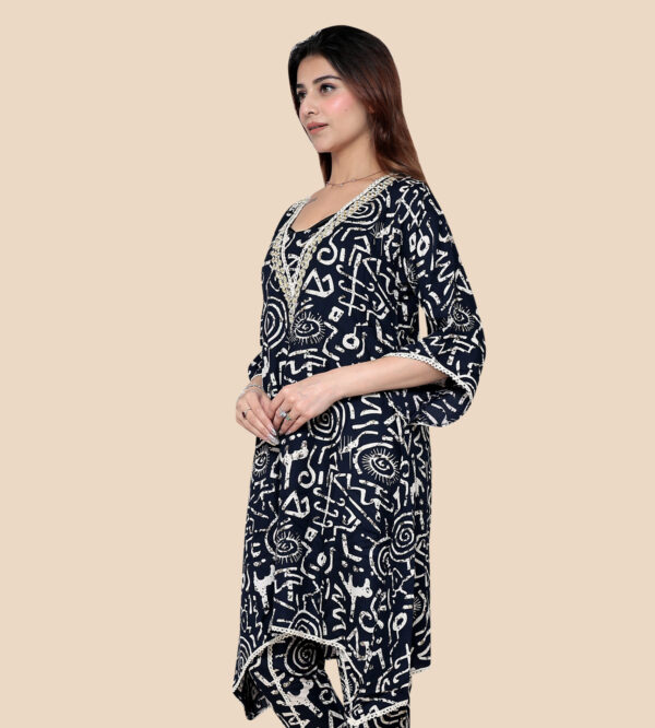 Alternative view of CO ORD SET LONG KURTI PRINTED  WITH GLASS EMB.