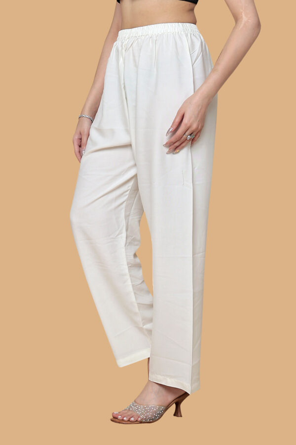 Alternative view of Women’s Cream Plain Cotton Palazzo