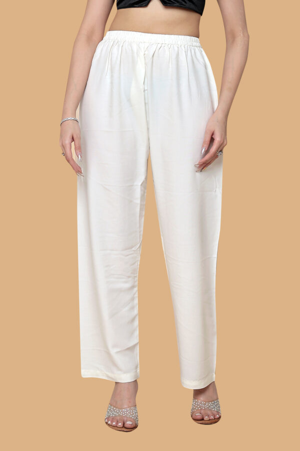 Women’s Cream Plain Cotton Palazzo