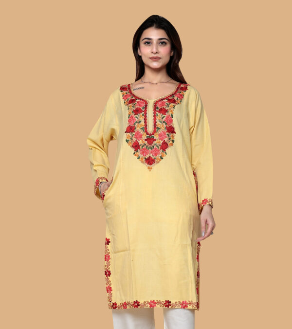 Woolen Kashmiri Aari Embroidery Phiran