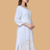 WHITE COTTON MULTI EMBROIDERED KURTI