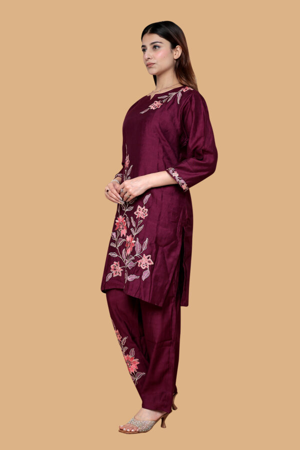 Alternative view of PURPLE COTTON CO-ORD SET WITH CHUNNI