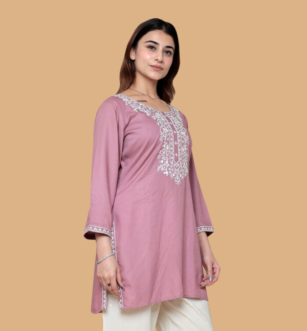 BABY PINK EMBROIDERED SHORT KURTI