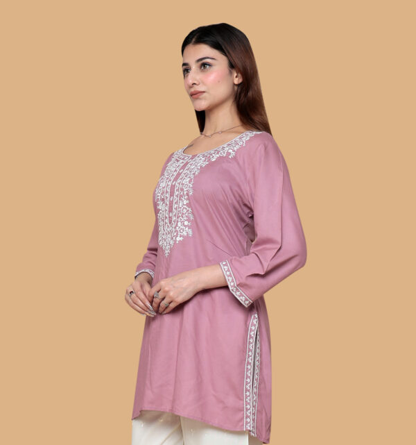 Alternative view of BABY PINK EMBROIDERED SHORT KURTI