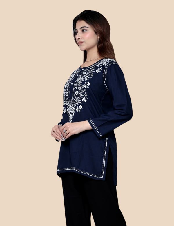 Alternative view of ELEGENT NAVY BLUE SHORT EMBROIDERED KURTI