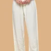 Cream Cotton Palazzo with Embroidery