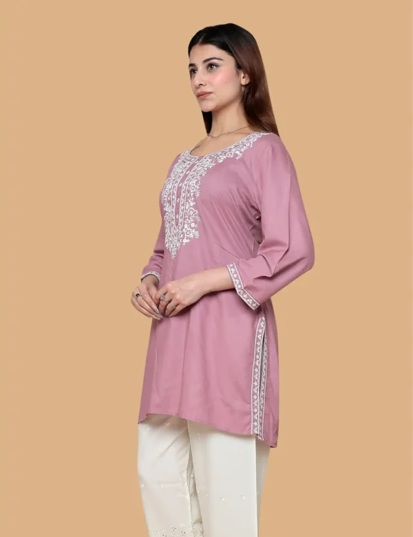 Alternative view of BABY PINK EMBROIDERED SHORT KURTI