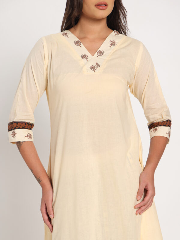 Cream white embroidered