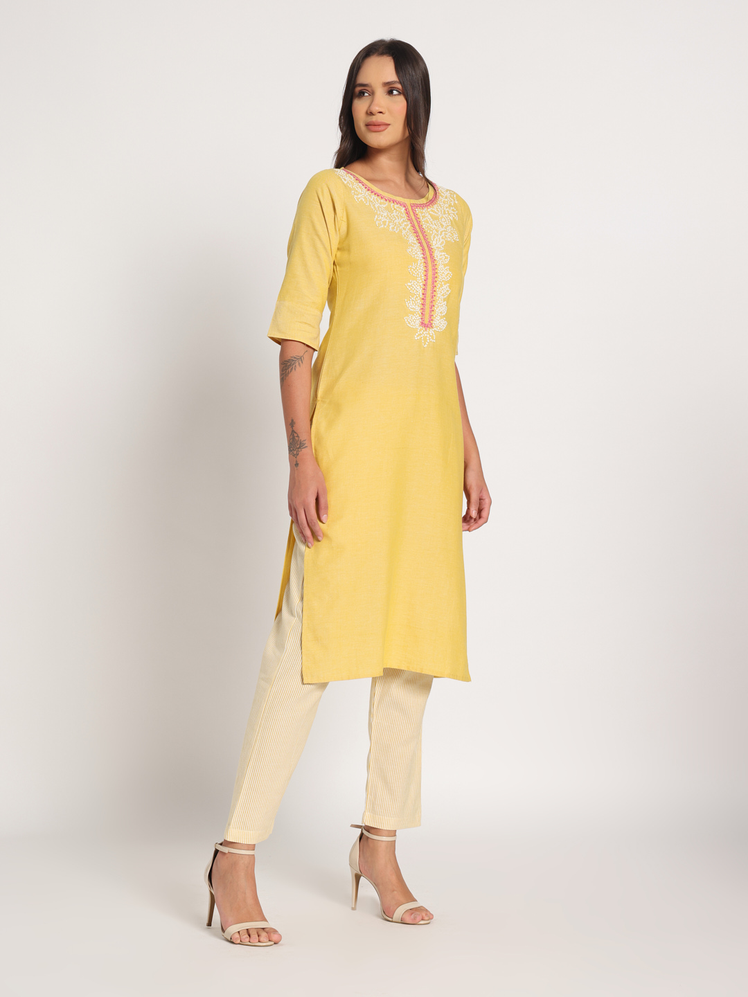 Yellow hand short kurti