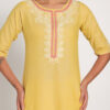 Yellow hand embroidered short kurti