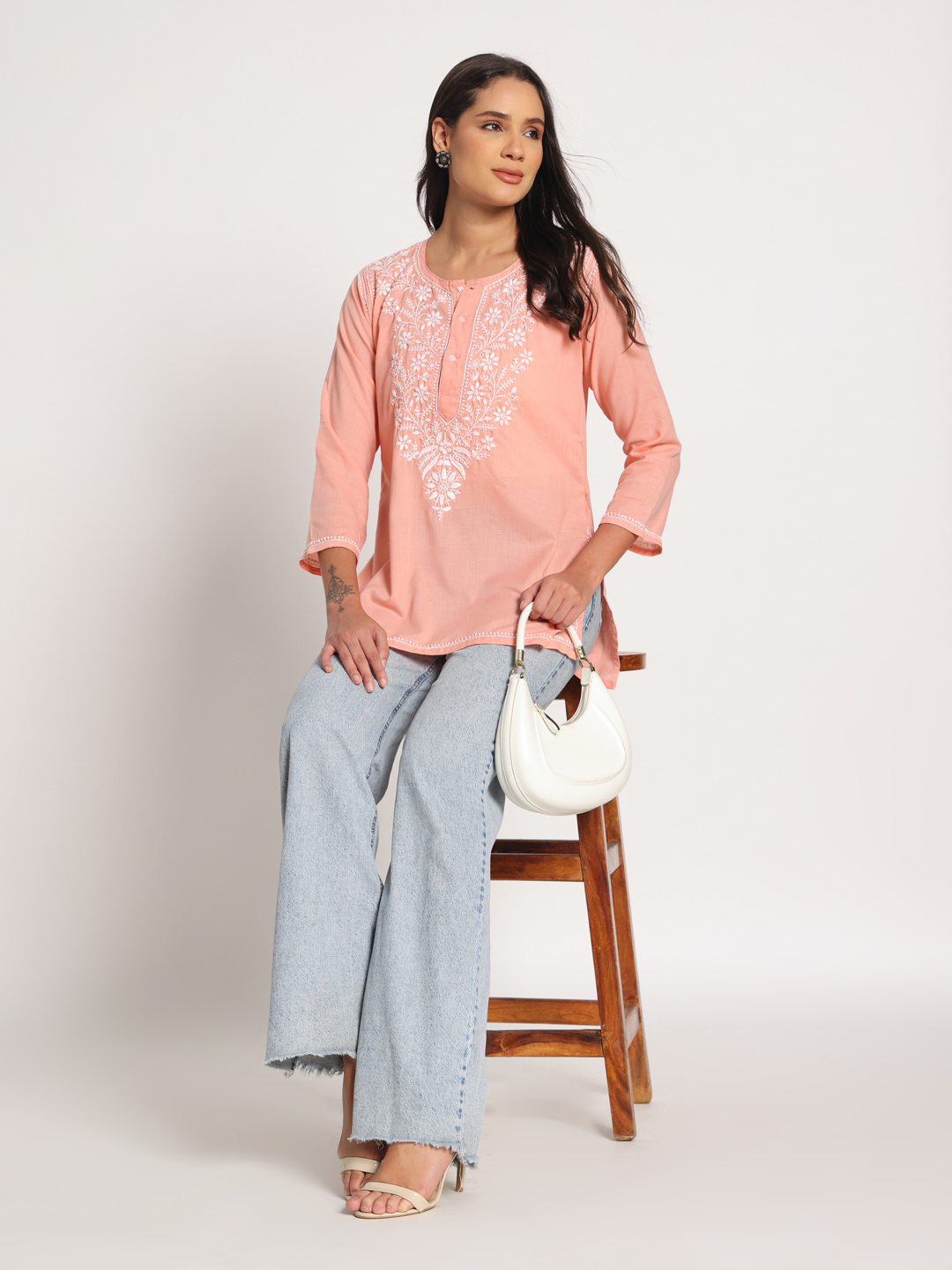Light Peach Short Kurti - Image 6