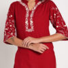 red embroidered short kurti