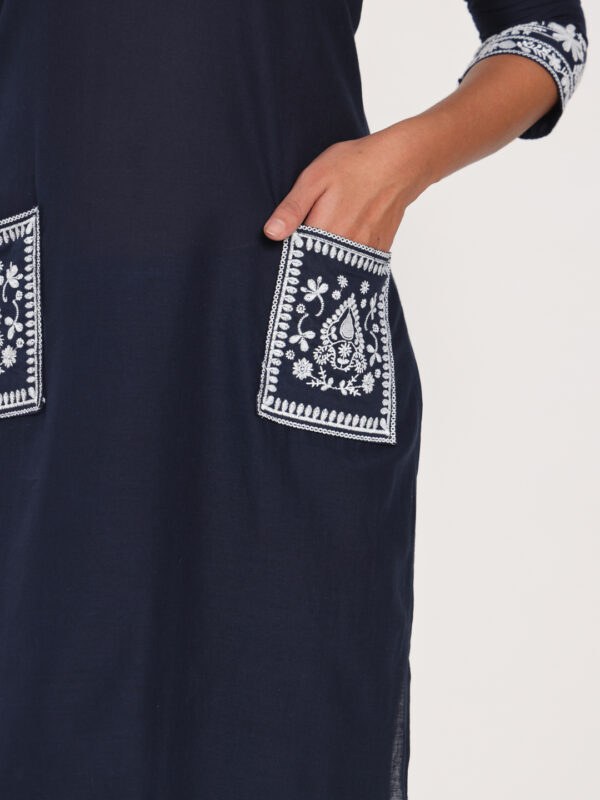 Alternative view of Classic Navy Cotton Kurti Set