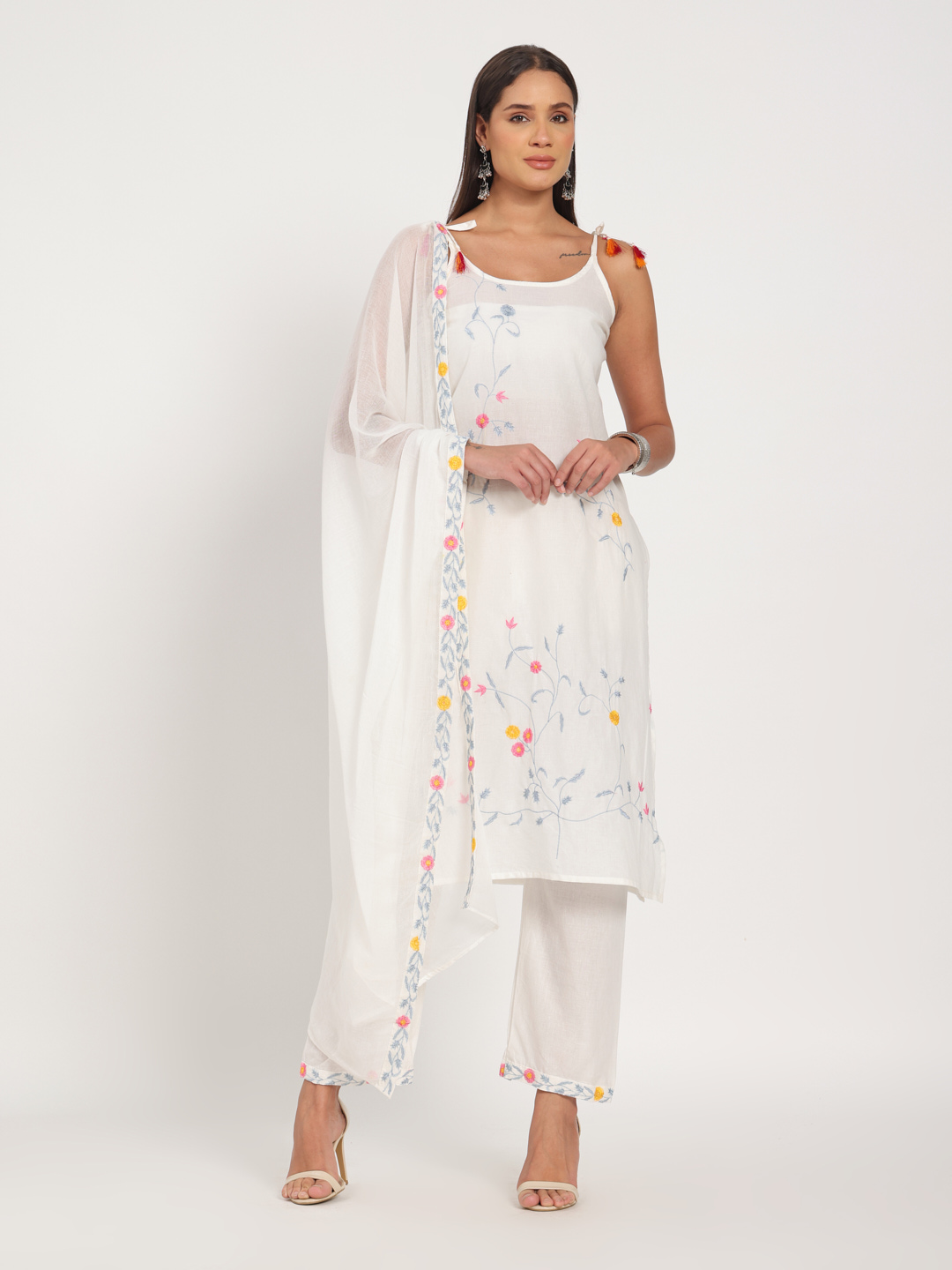 Moonlit Floral Cotton Kurti Set