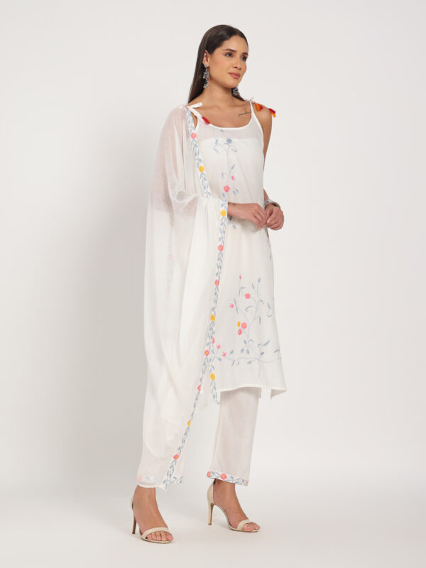 Moonlit Floral Cotton Kurti Set Pearl Kurti