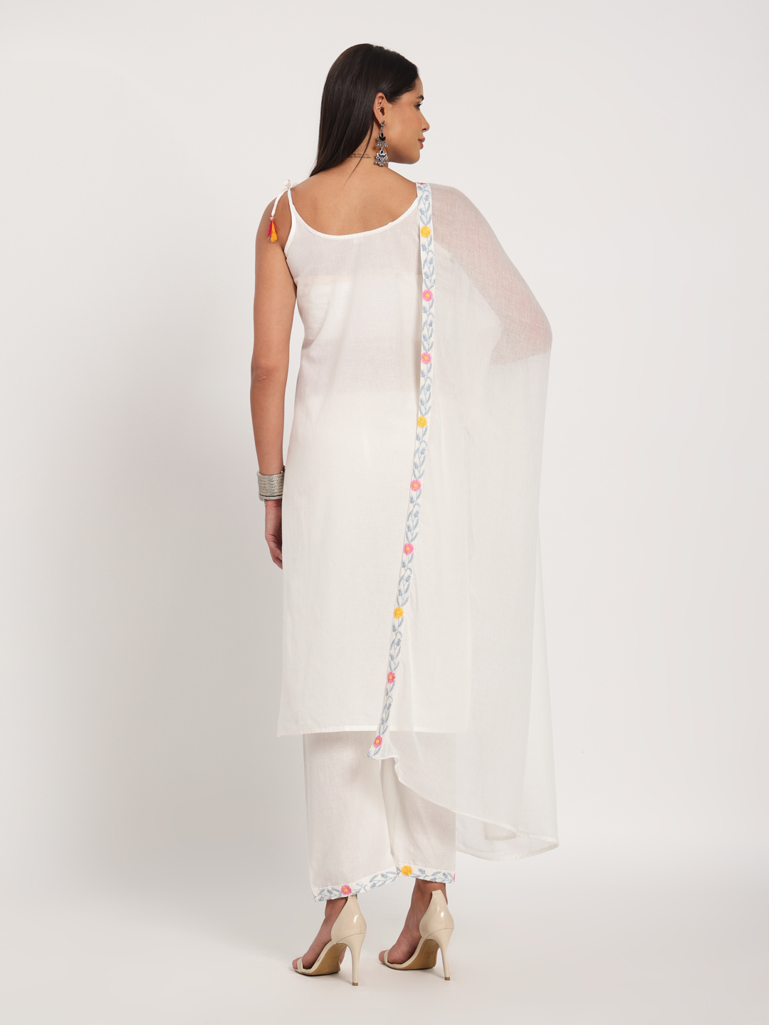 Moonlit Floral Cotton Kurti Set - Image 4