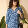 Blue Floral Printed Kurti