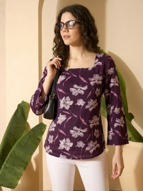 Vine Flower Print Kurti for Women