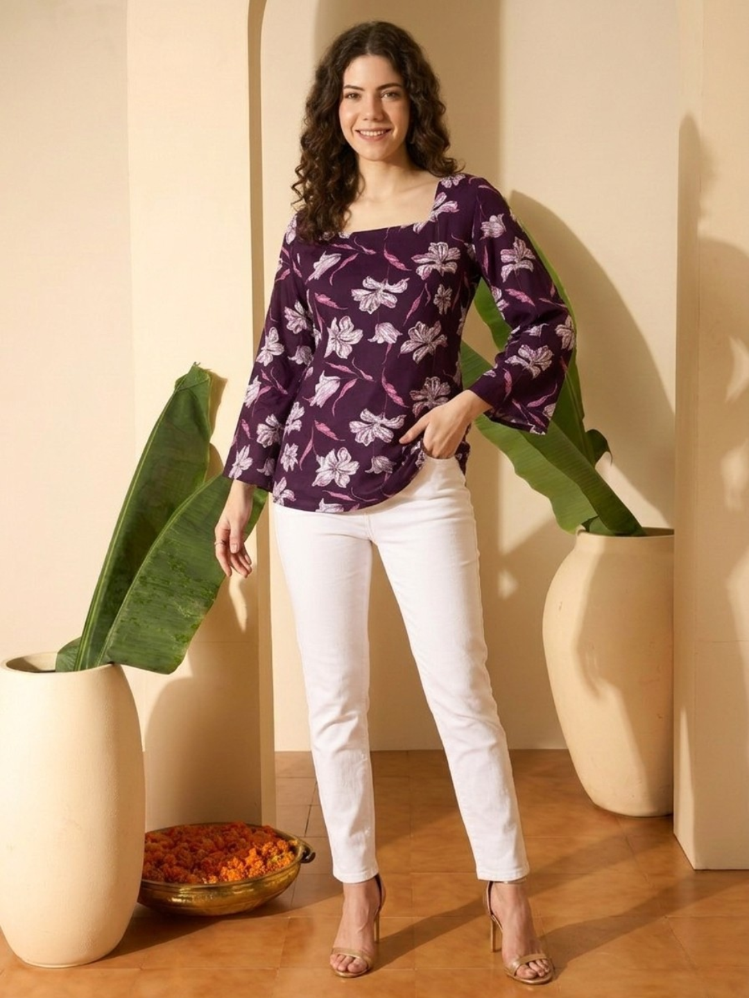 Vine flower print kurti - Image 2