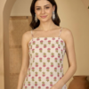 white floral sleeveless kurti