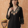 black embroidered cotton dress set