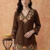 brown cotton embroidery 2 set