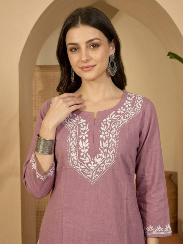 Mauve Cotton Short Kurti